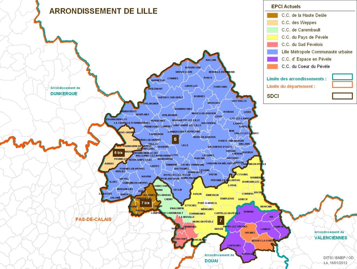 karte Lille arrondissement